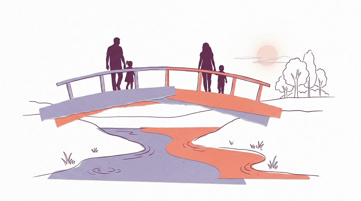 Zwei Familien begegnen sich auf Isar-Bruecke
